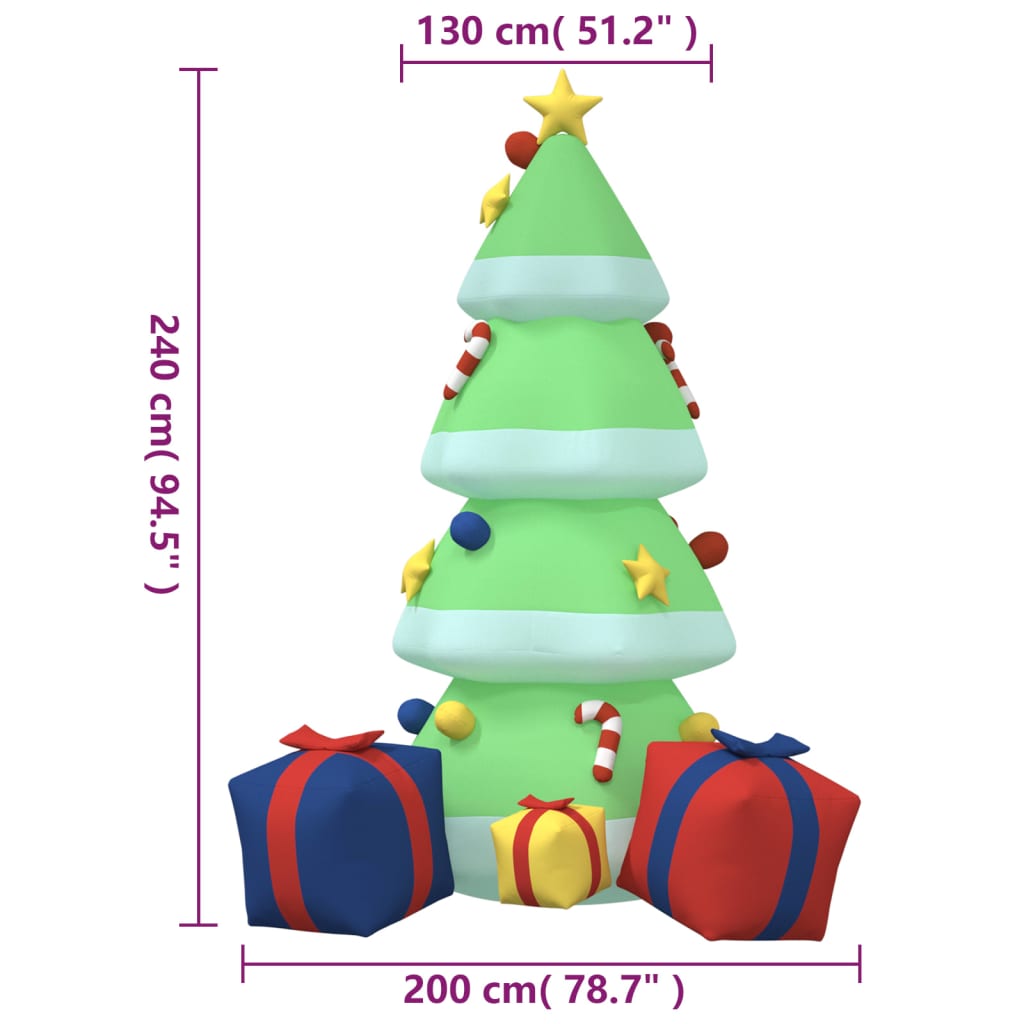 Uppblåsbar julgran med LEDs 240 cm