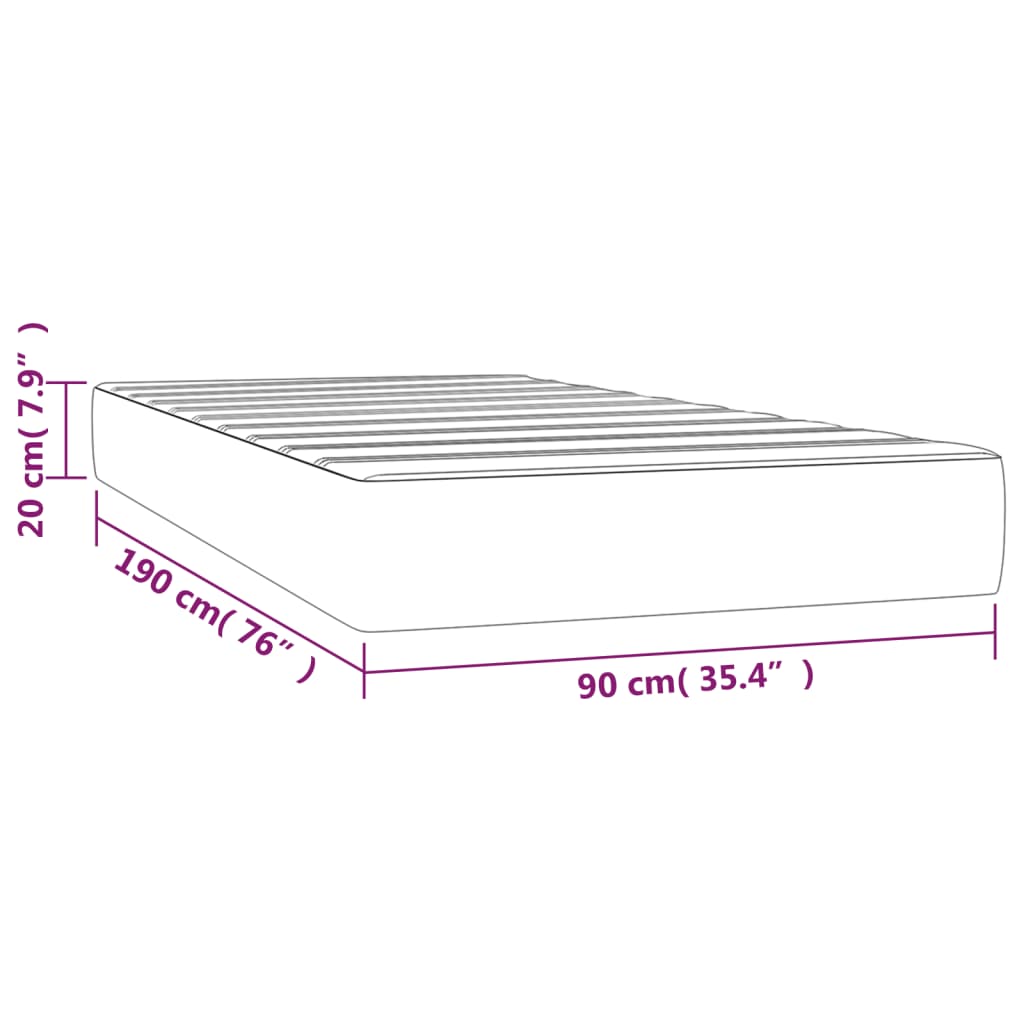 Pocketresårmadrass svart 90x190x20 cm tyg