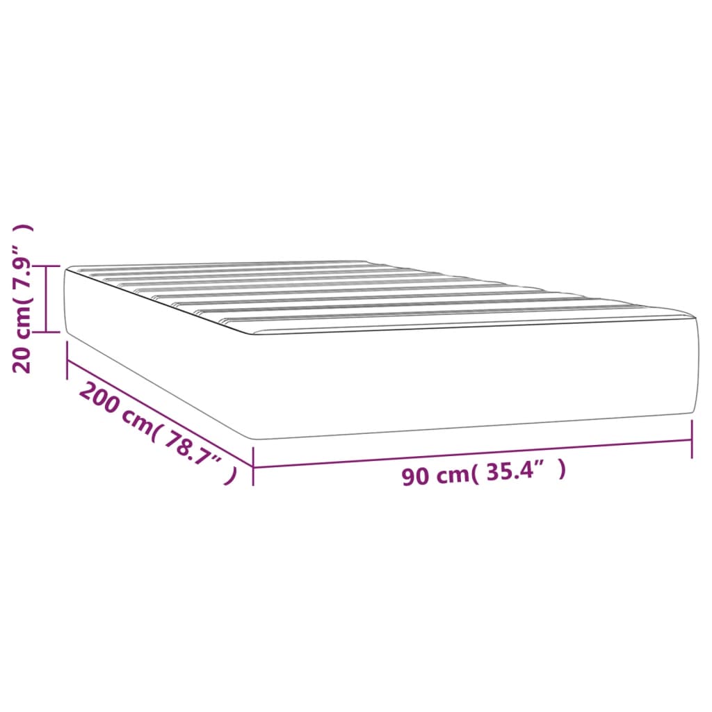 Pocketresårmadrass ljusgrå 90x200x20 cm tyg