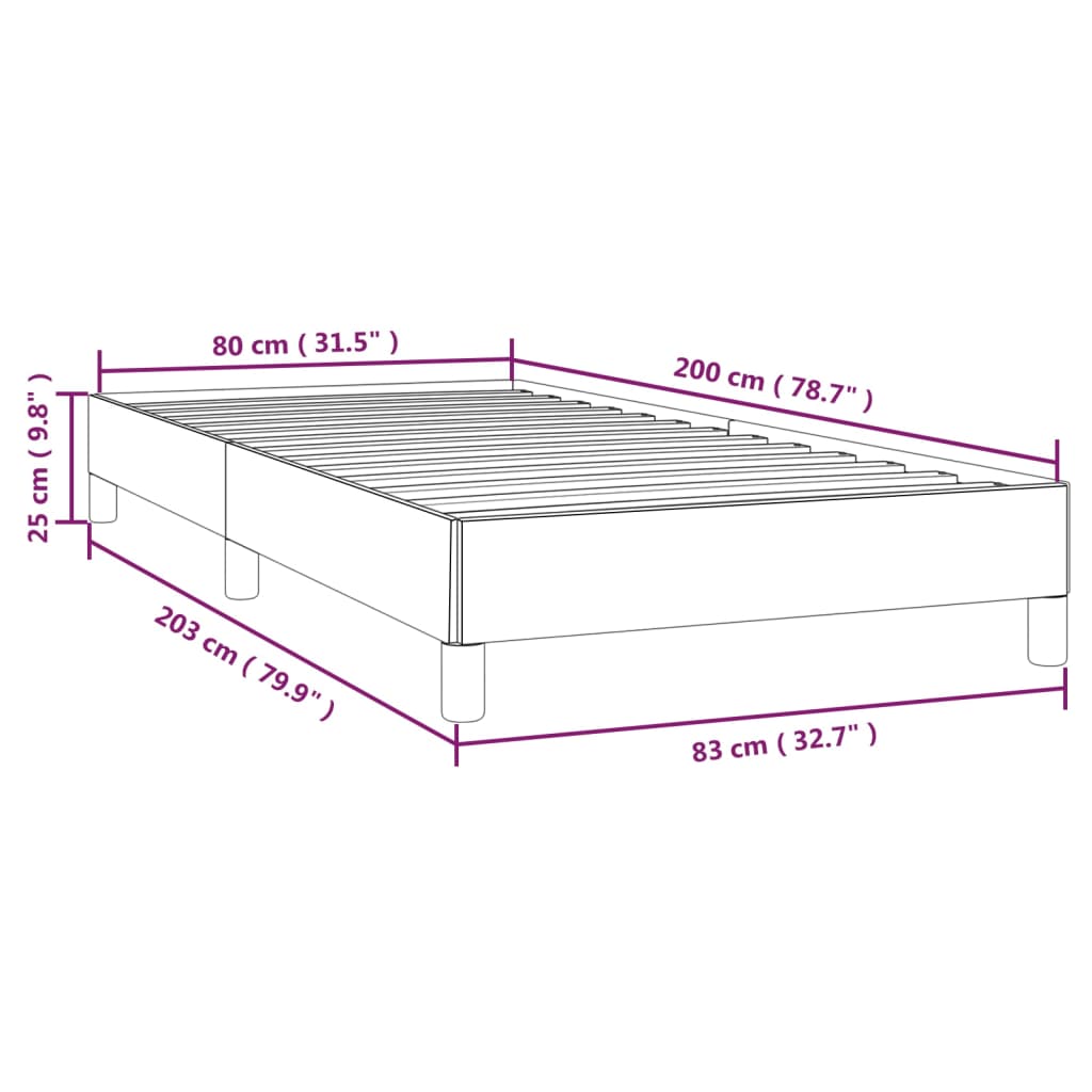 Sängram utan madrass Taupe 80x200cm tyg