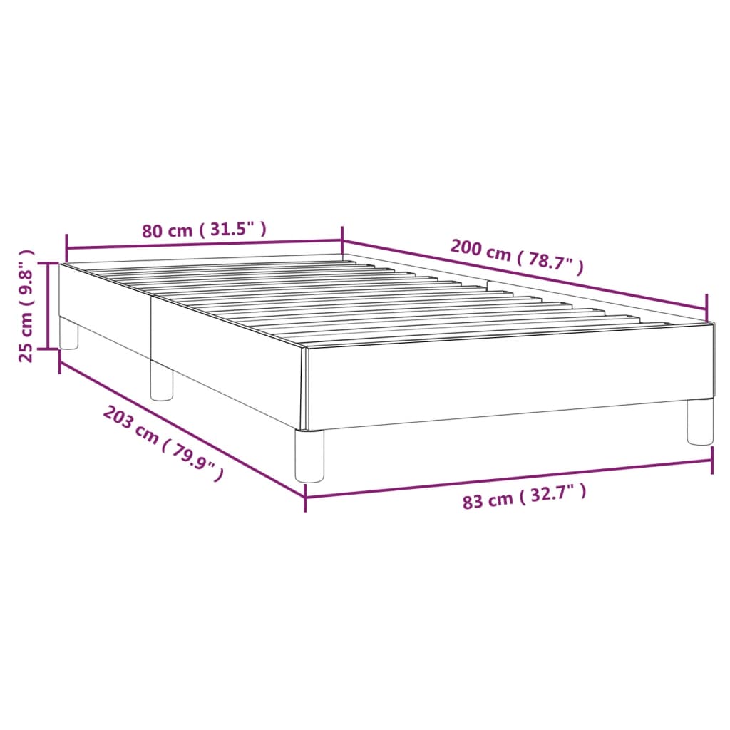 Sängram utan madrass blå 80x200cm tyg