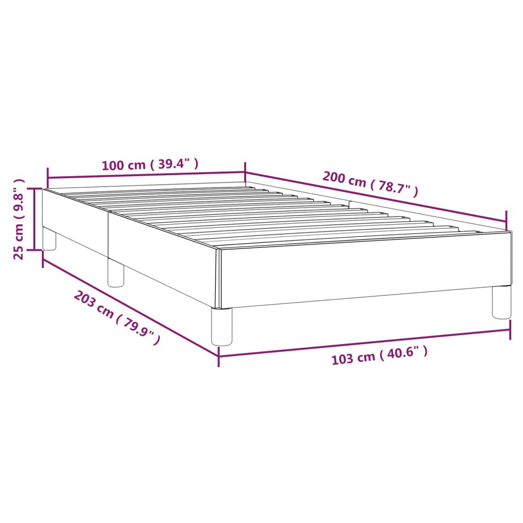 Sängram utan madrass ljusgrå 100x200 cm tyg