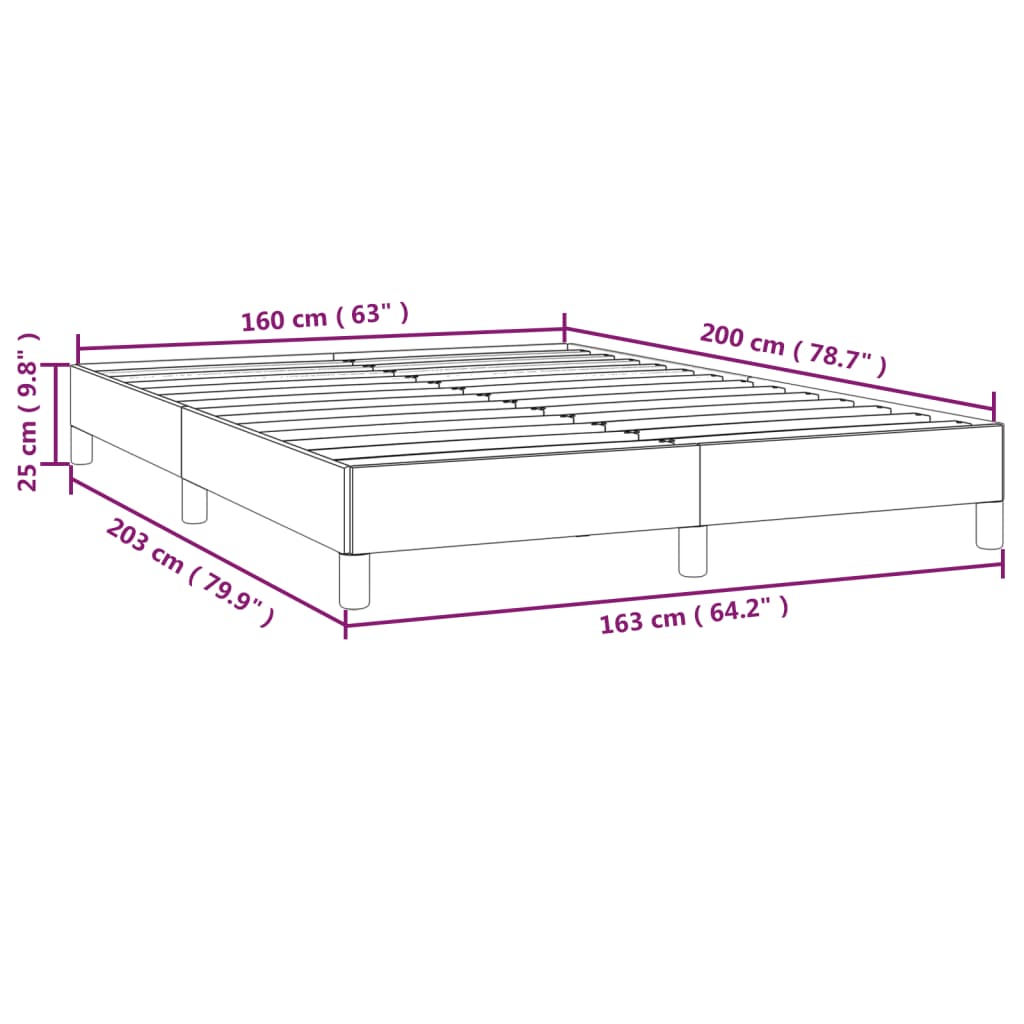 Sängram utan madrass ljusgrå 160x200 cm sammet