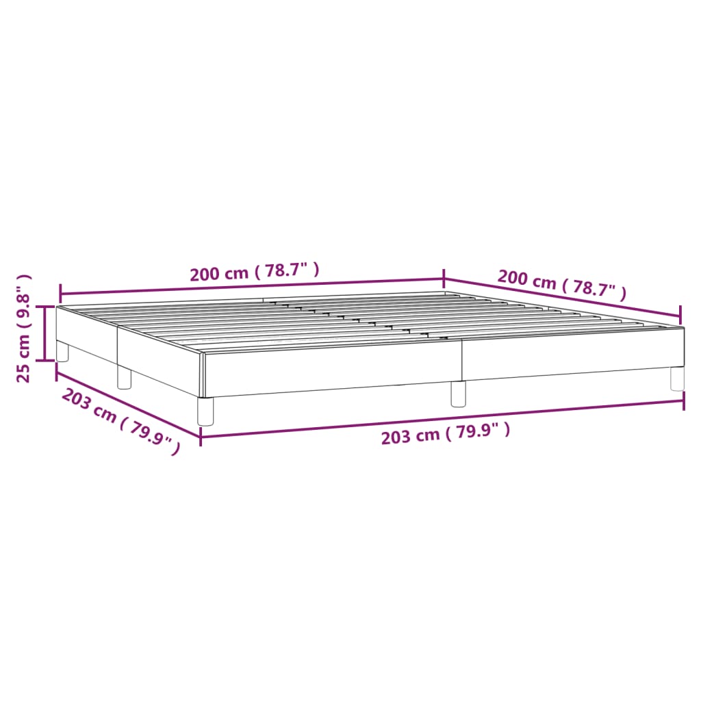 Sängram utan madrass ljusgrå 200x200 cm sammet