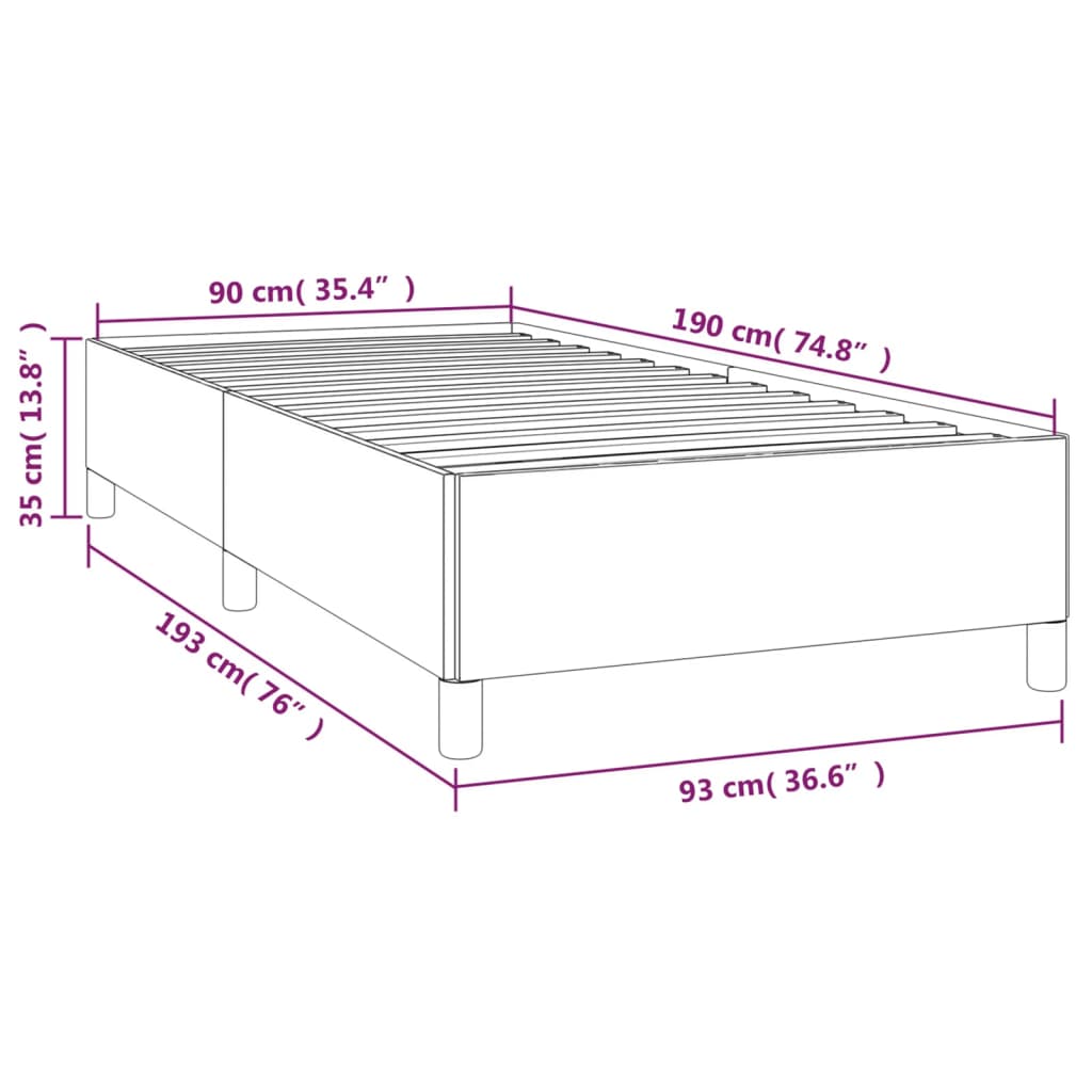 Sängram utan madrass mörkbrun 90x190 cm tyg