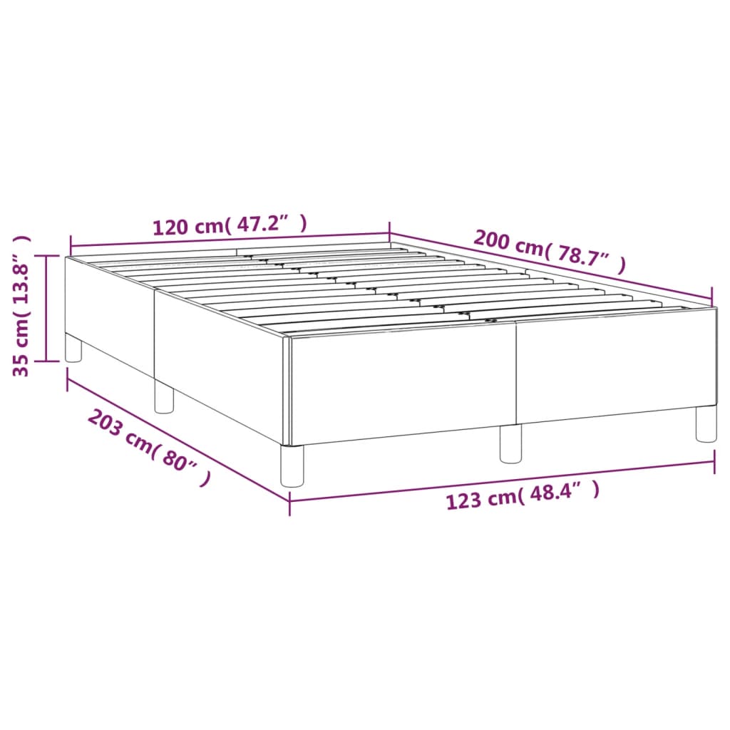 Sängram utan madrass gräddvit 120x200 cm tyg