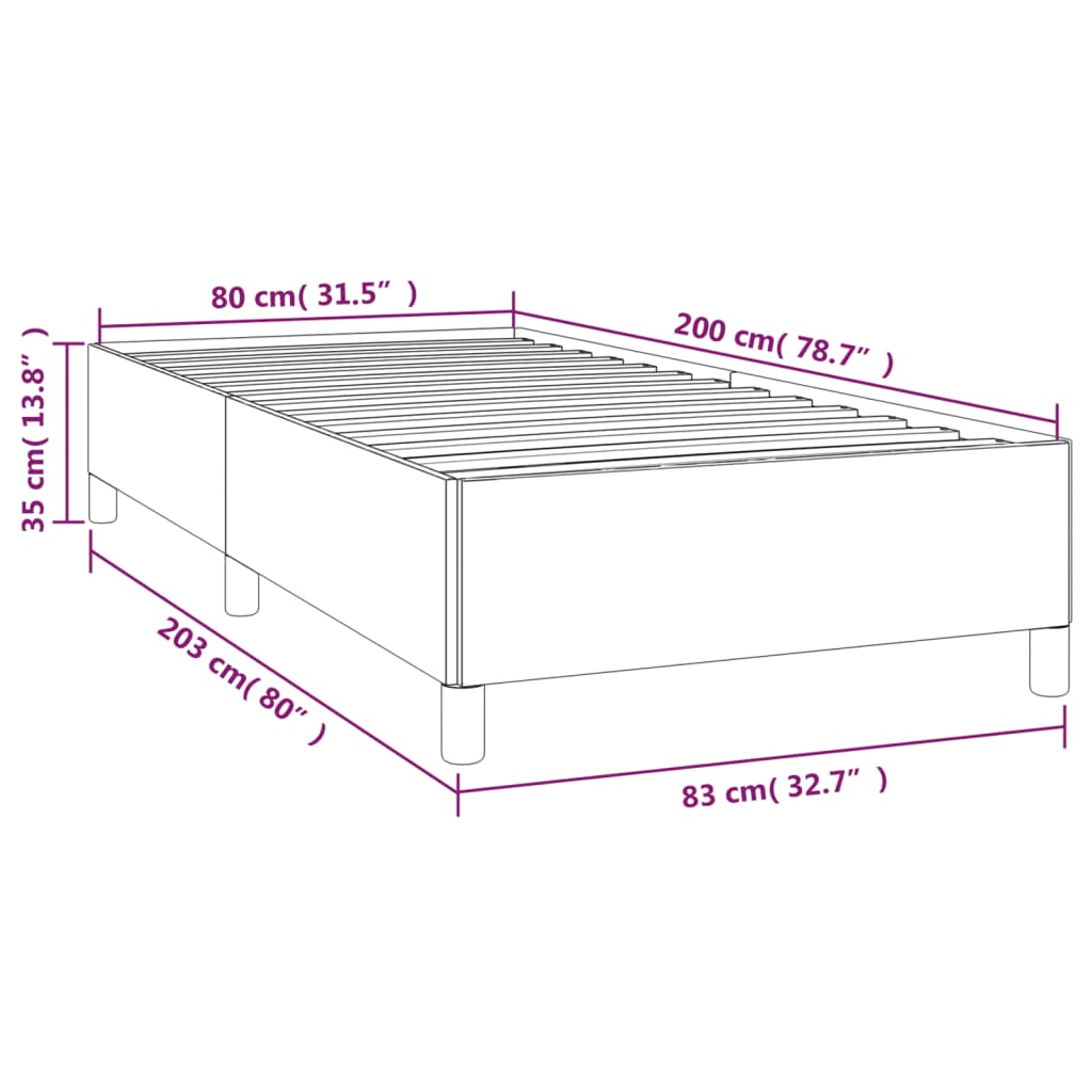 Sängram utan madrass ljusgrå 80x200 cm tyg