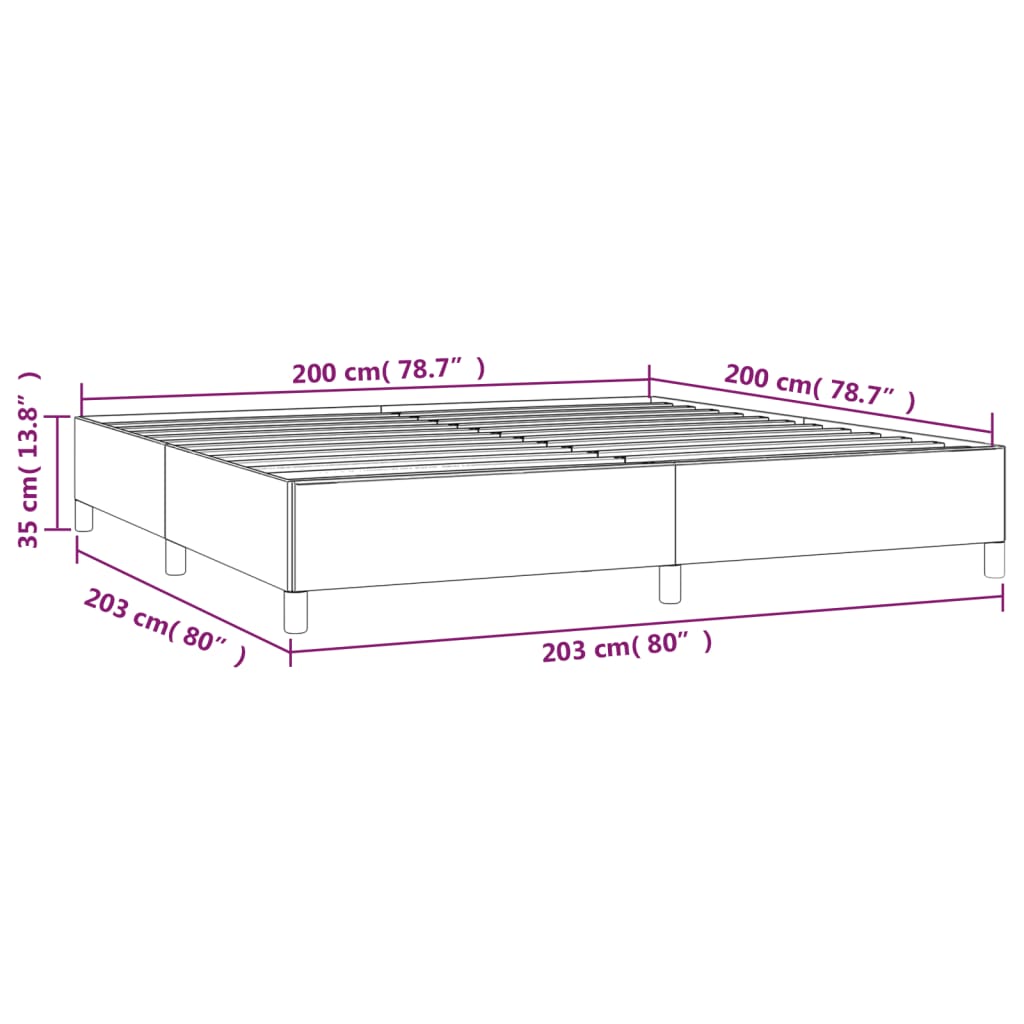 Sängram utan madrass svart 200x200 cm tyg