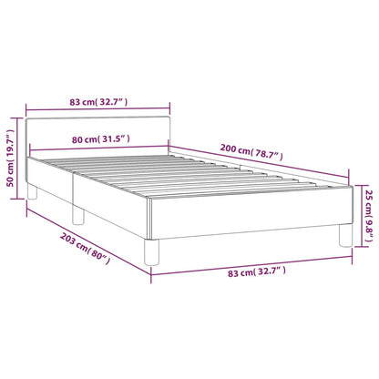 Sängram utan madrass mörkbrun 80x200 cm tyg