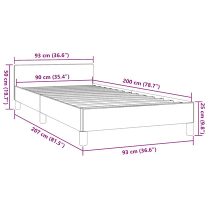 Sängram utan madrass mörkbrun 90x200 cm tyg