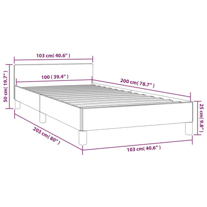 Sängram utan madrass ljusgrå 100x200 cm tyg