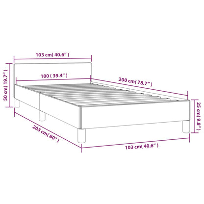 Sängram utan madrass svart 100x200 cm tyg