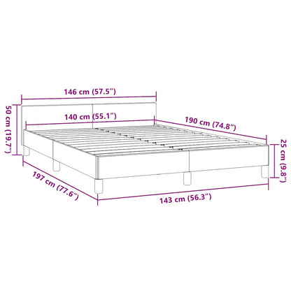 Sängram utan madrass taupe 140x190 cm tyg