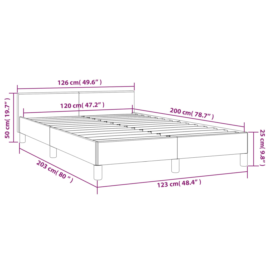 Sängram utan madrass mörkblå 120x200 cm sammet