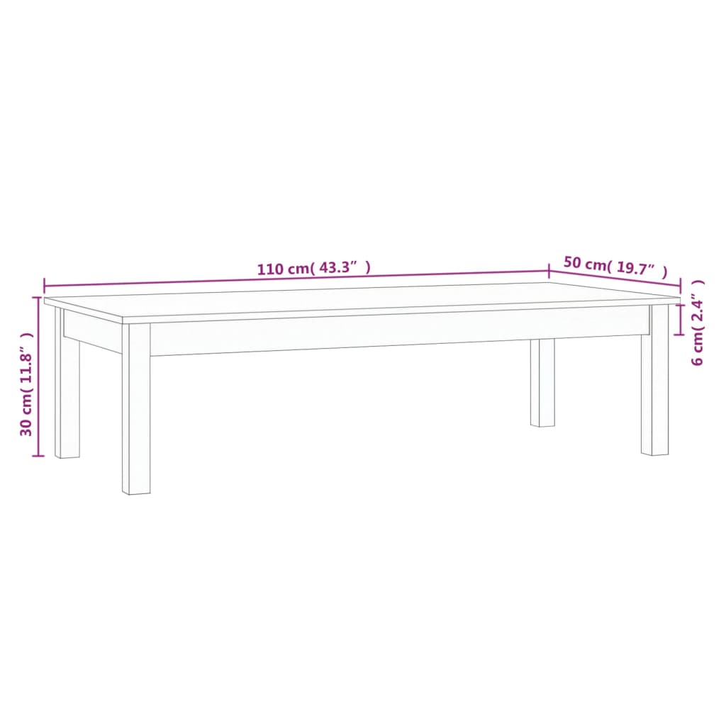 Soffbord 110x50x30 cm massiv furu