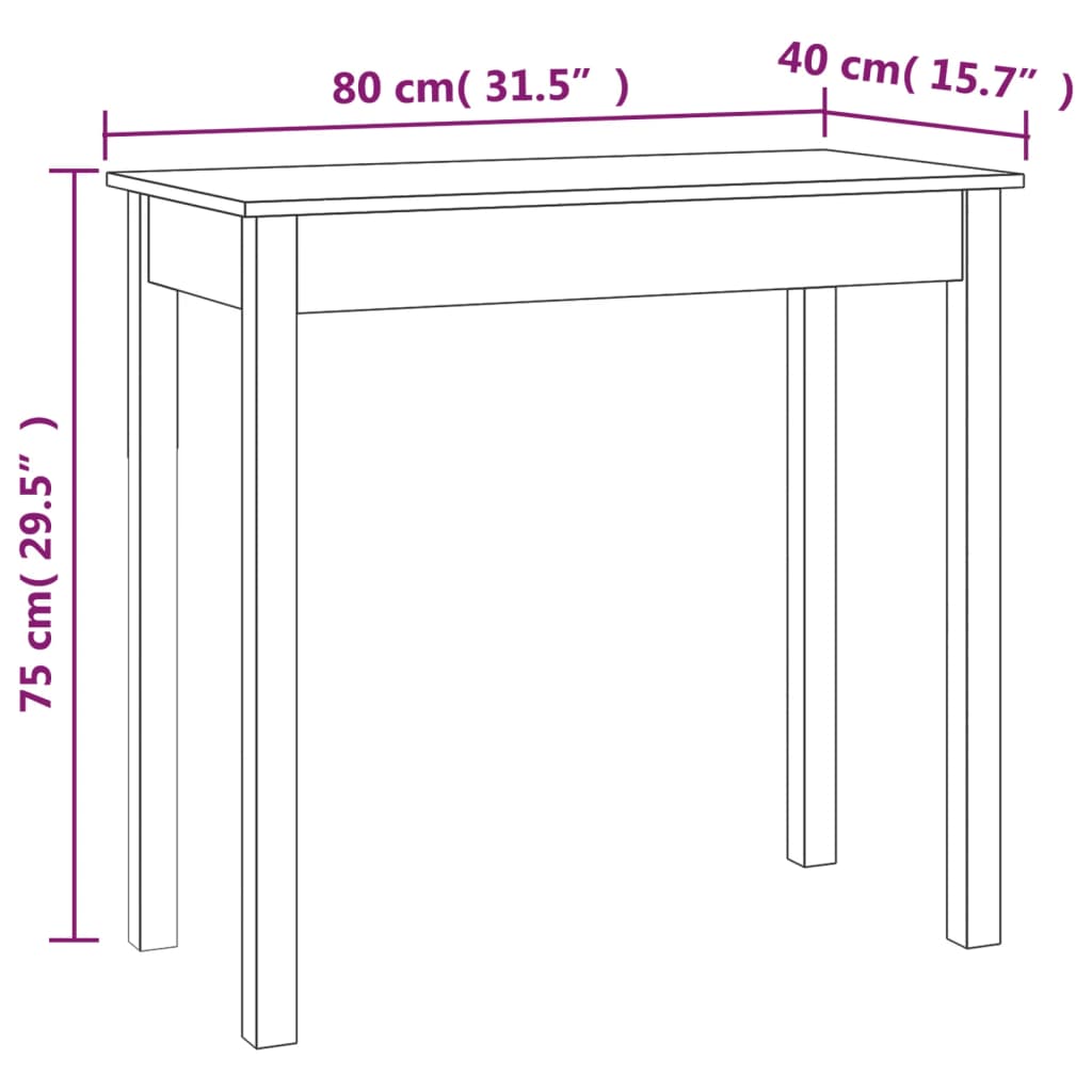 Konsolbord 80x40x75 cm massiv furu