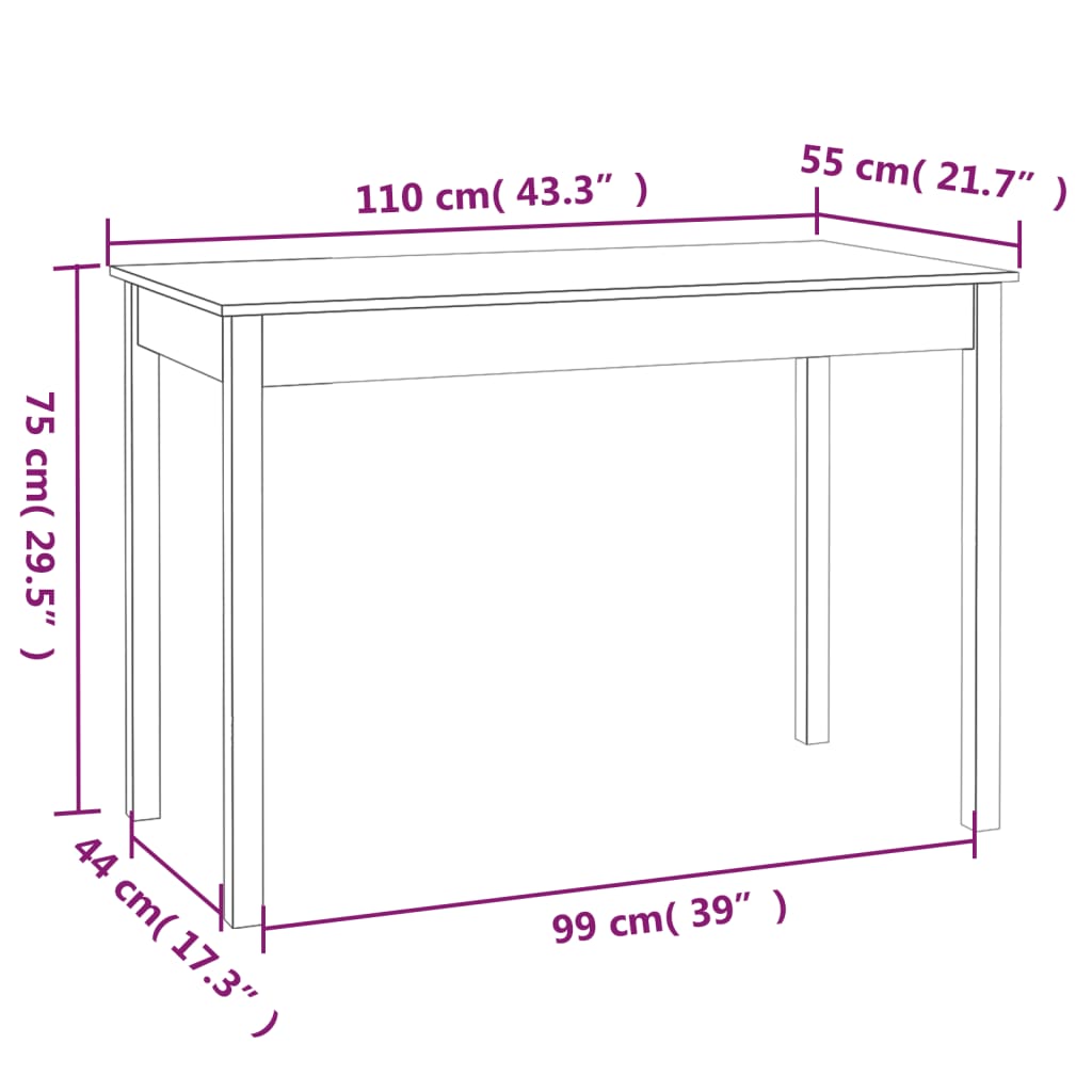 Matbord 110x55x75 cm massivt furuträ