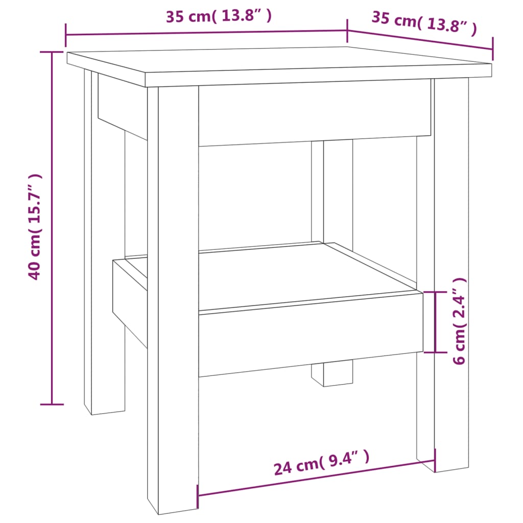 Soffbord vit 35x35x40 cm massiv furu