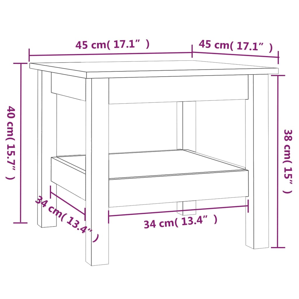 Soffbord vit 45x45x40 cm massivt furu