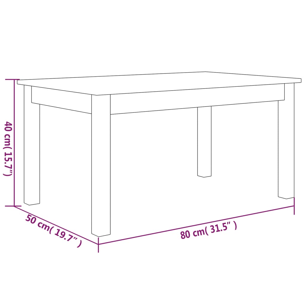 Soffbord vit 80x50x40 cm massivt furu