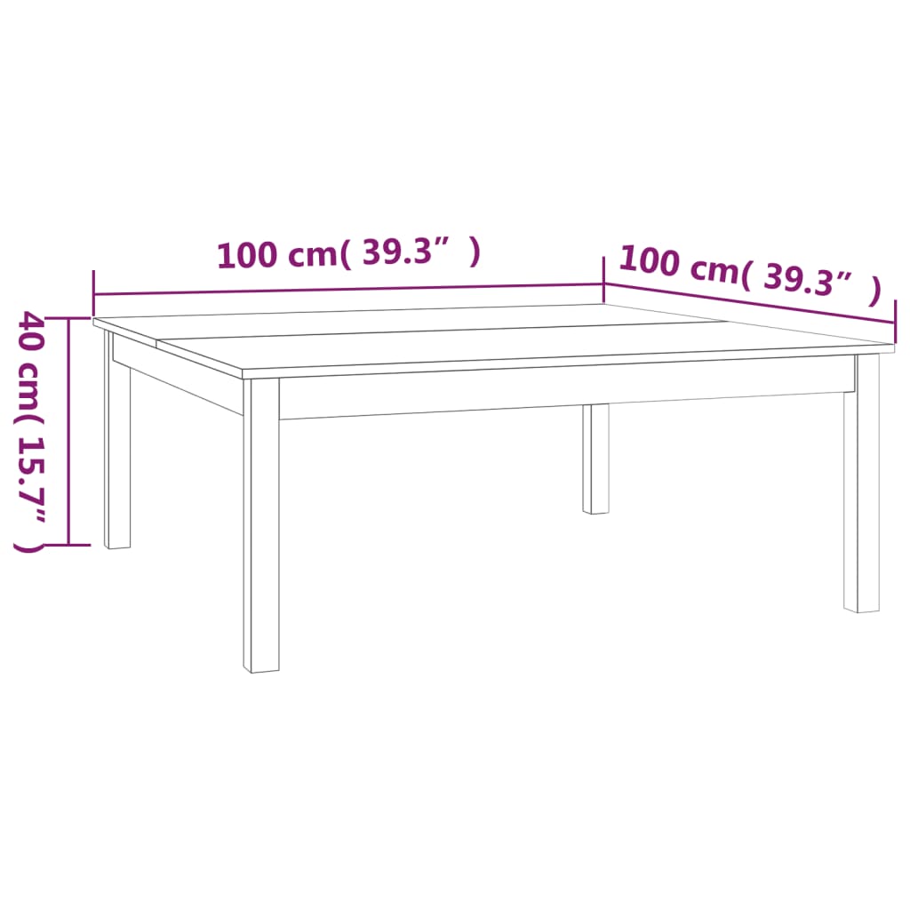 Soffbord honungsbrun 100x100x40 cm massiv furu