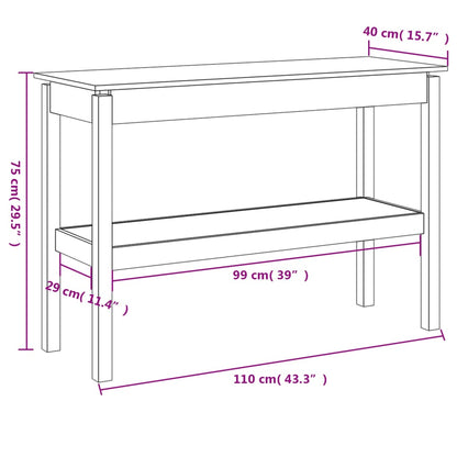 Konsolbord vit 110x40x75 cm massiv furu