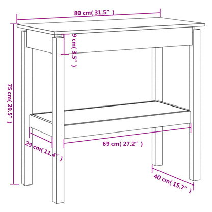 Konsolbord vit 80x40x75 cm massiv furu