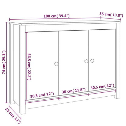 Skänk vit 100x35x74 cm massiv furu