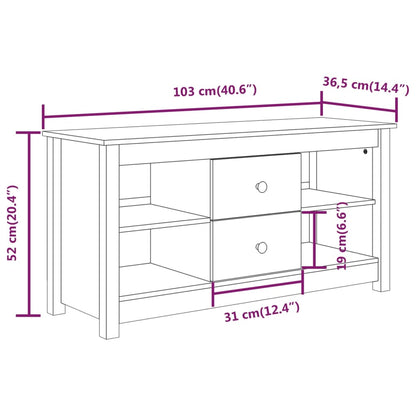 Tv-bänk 103x36,5x52 cm massiv furu