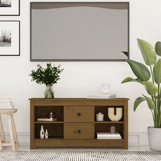 Tv-bänk honungsbrun 103x36,5x52 cm massiv furu