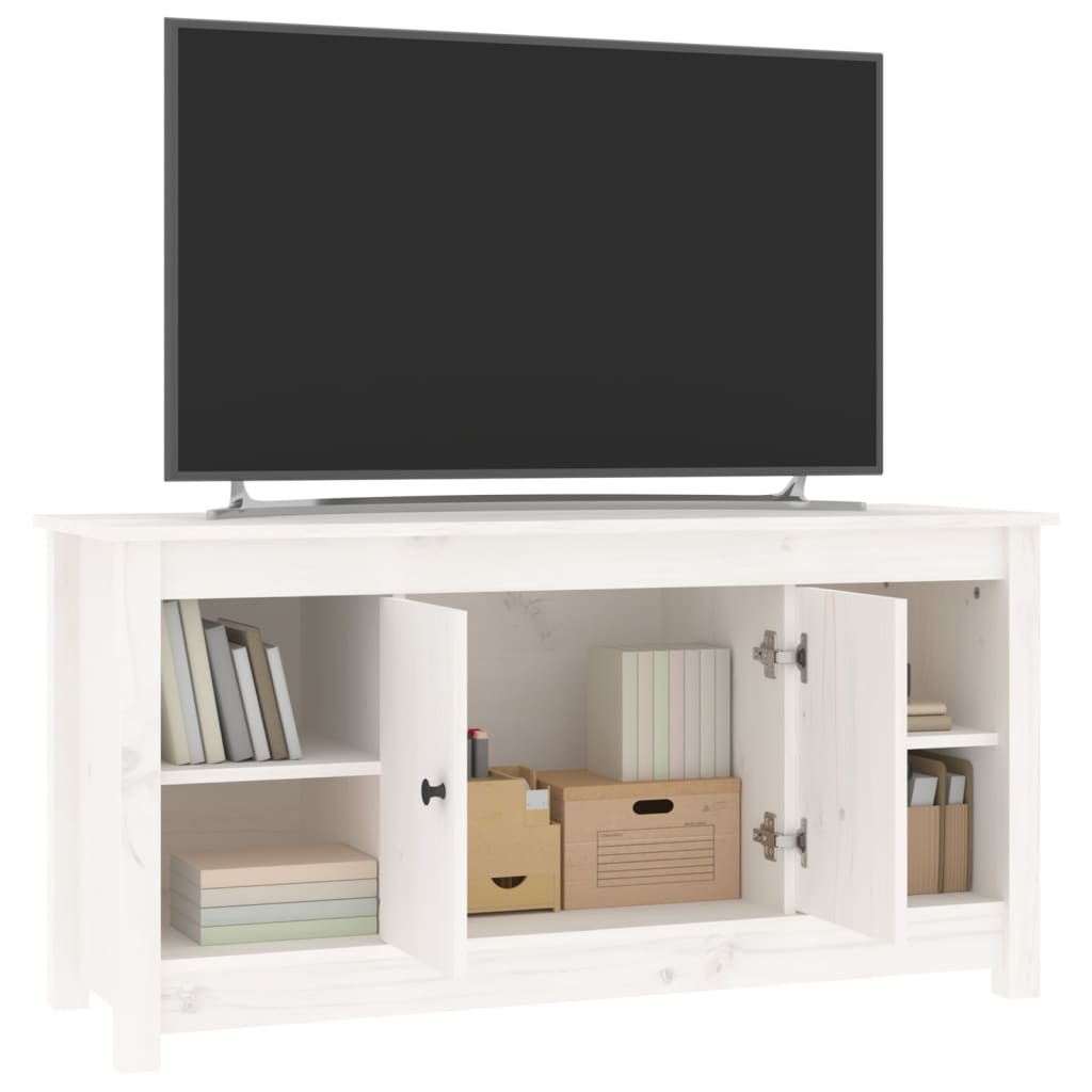 Tv-bänk vit 103x36,5x52 cm massiv furu