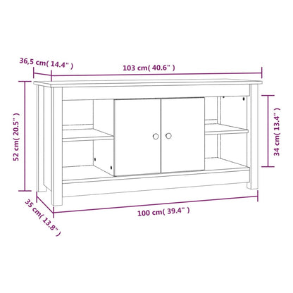 Tv-bänk vit 103x36,5x52 cm massiv furu