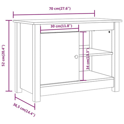 Tv-bänk vit 70x36,5x52 cm massiv furu