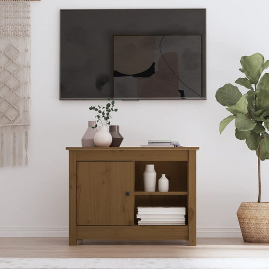 Tv-bänk honungsbrun 70x36,5x52 cm massiv furu