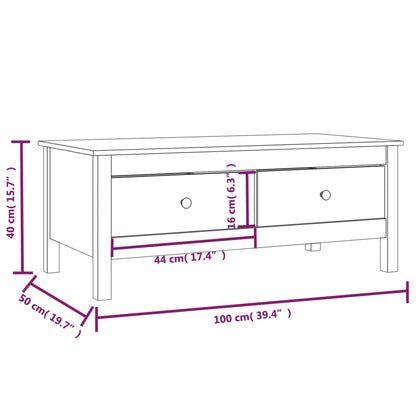 Soffbord svart 100x50x40 cm massiv furu