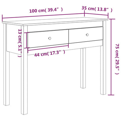 Konsolbord honungsbrun 100x35x75 cm massiv furu