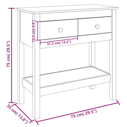 Konsolbord vit 75x35x75 cm massiv furu