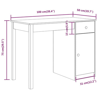 Skrivbord 100x50x75 cm massiv furu