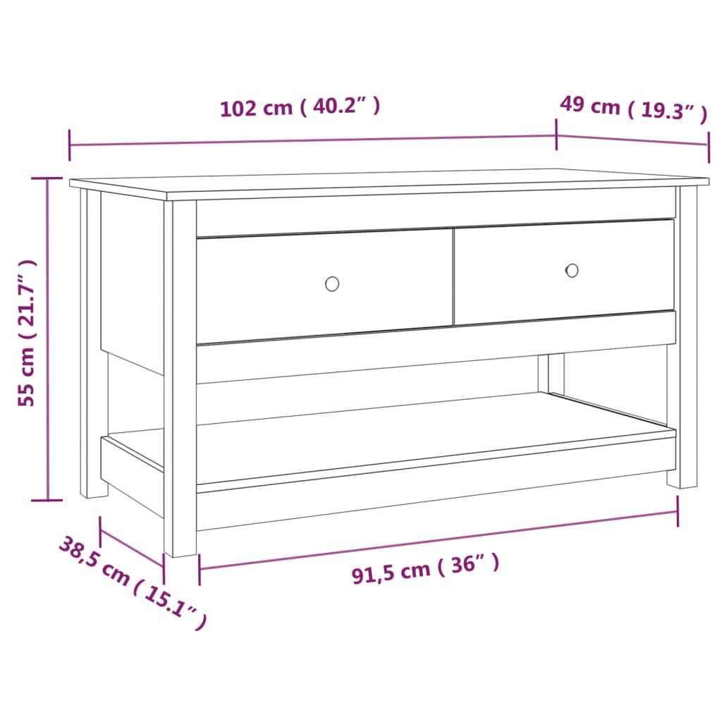 Soffbord honungsbrun 102x49x55 cm massiv furu