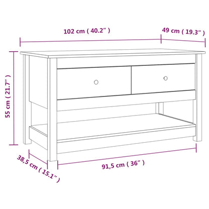 Soffbord svart 102x49x55 cm massiv furu