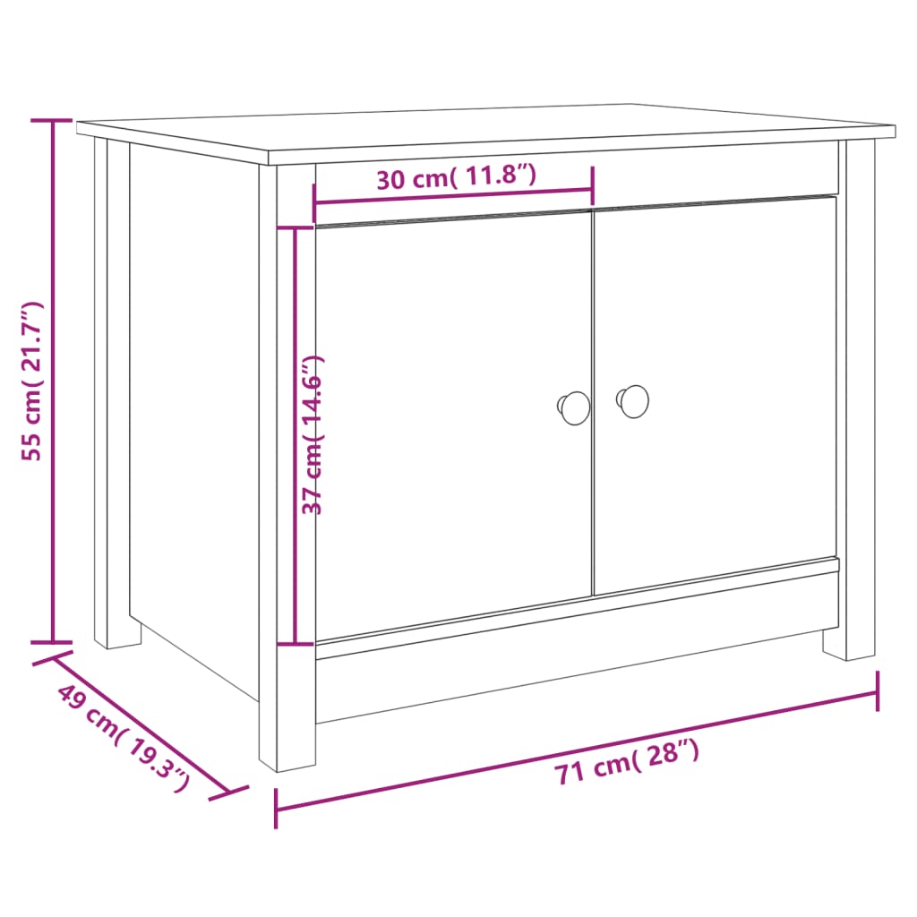 Soffbord 71x49x55 cm massiv furu