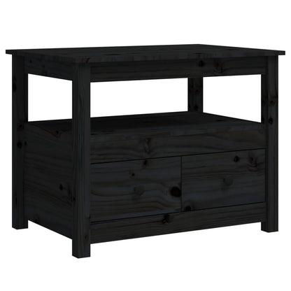 Soffbord svart 71x49x55 cm massiv furu