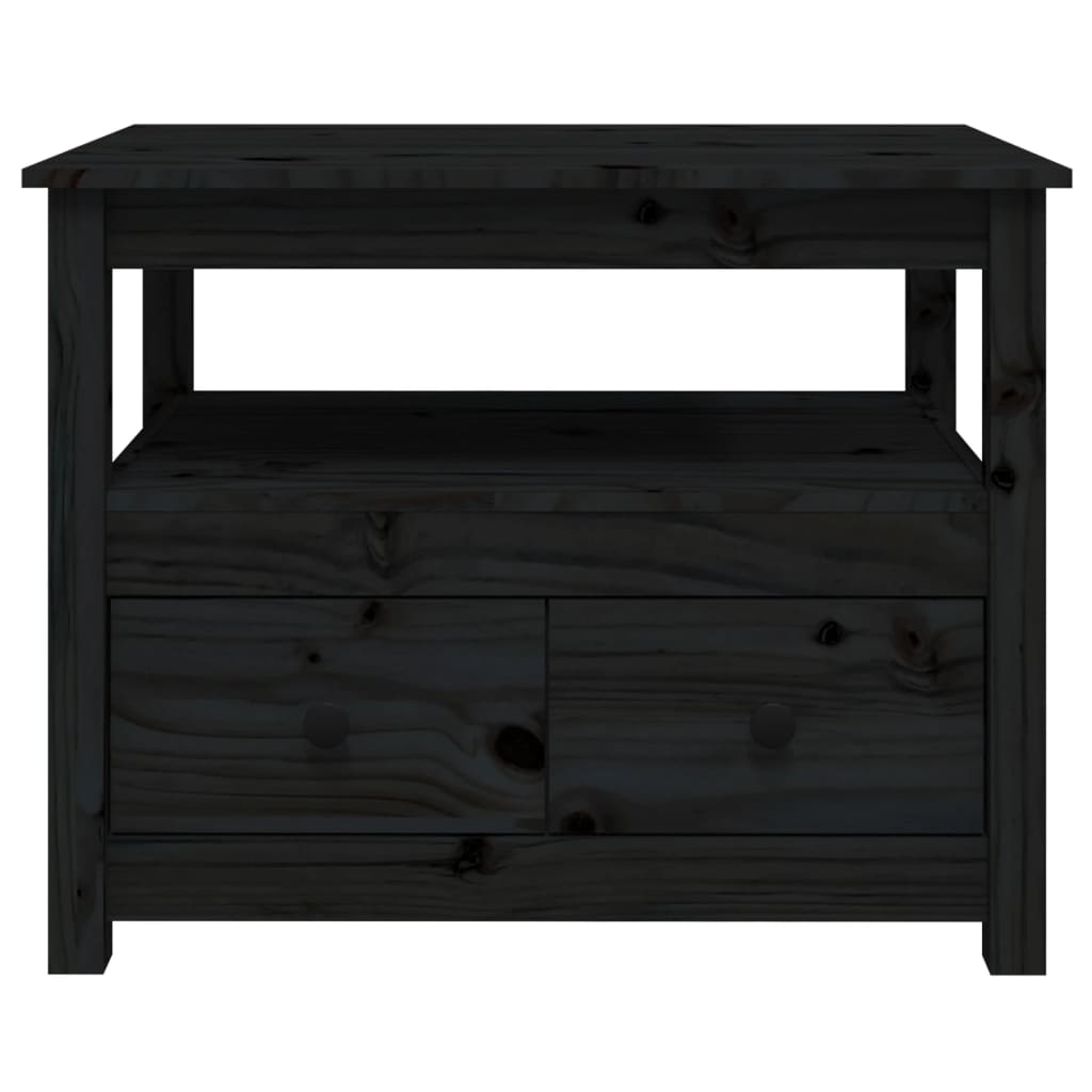 Soffbord svart 71x49x55 cm massiv furu