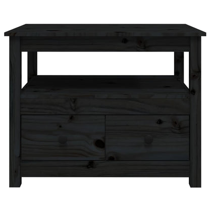 Soffbord svart 71x49x55 cm massiv furu