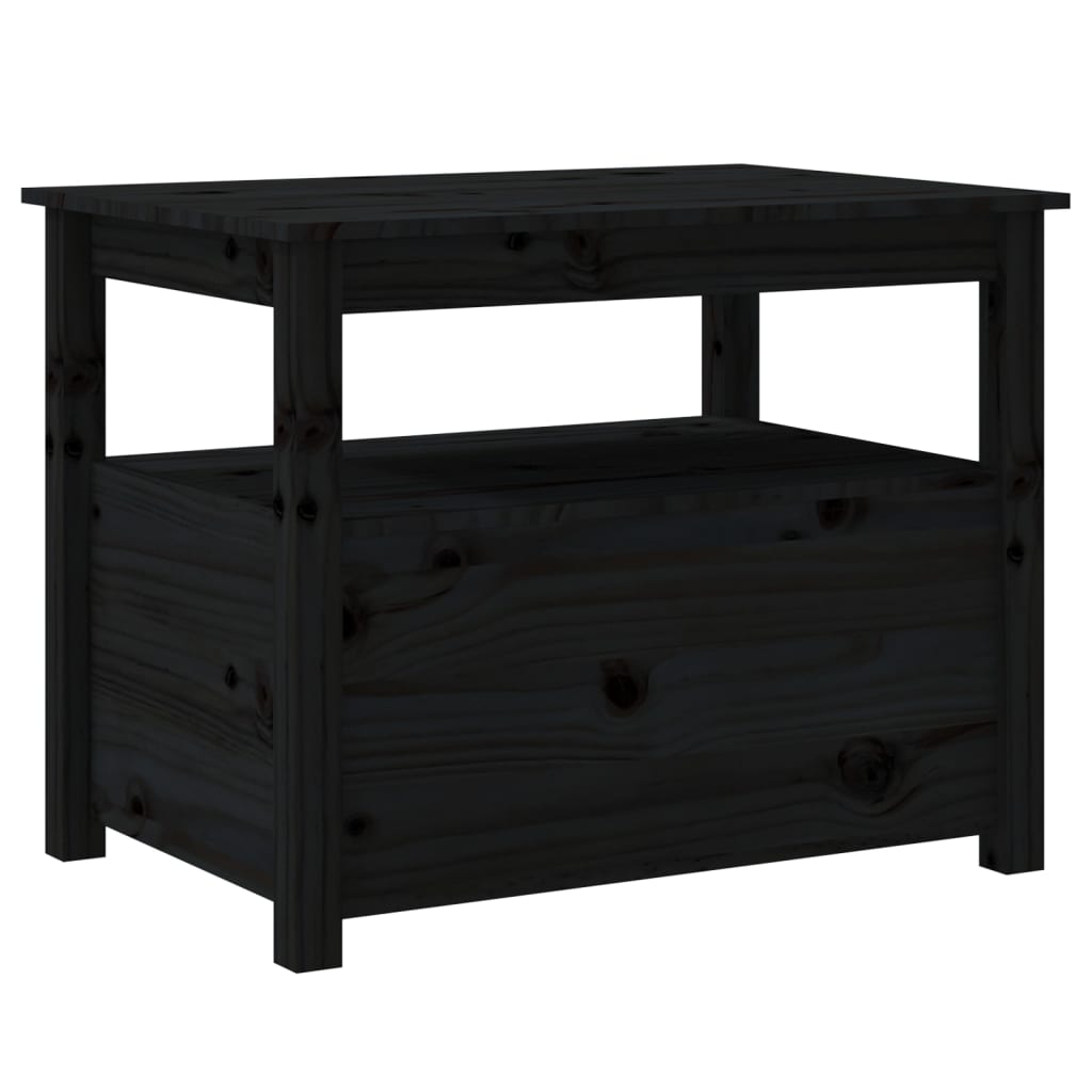 Soffbord svart 71x49x55 cm massiv furu