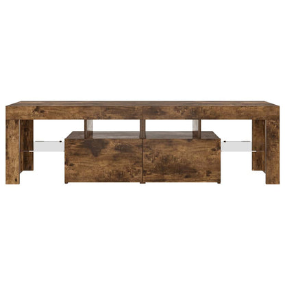 Tv-bänk med LED-belysning rökfägrad ek 140x36,5x40 cm