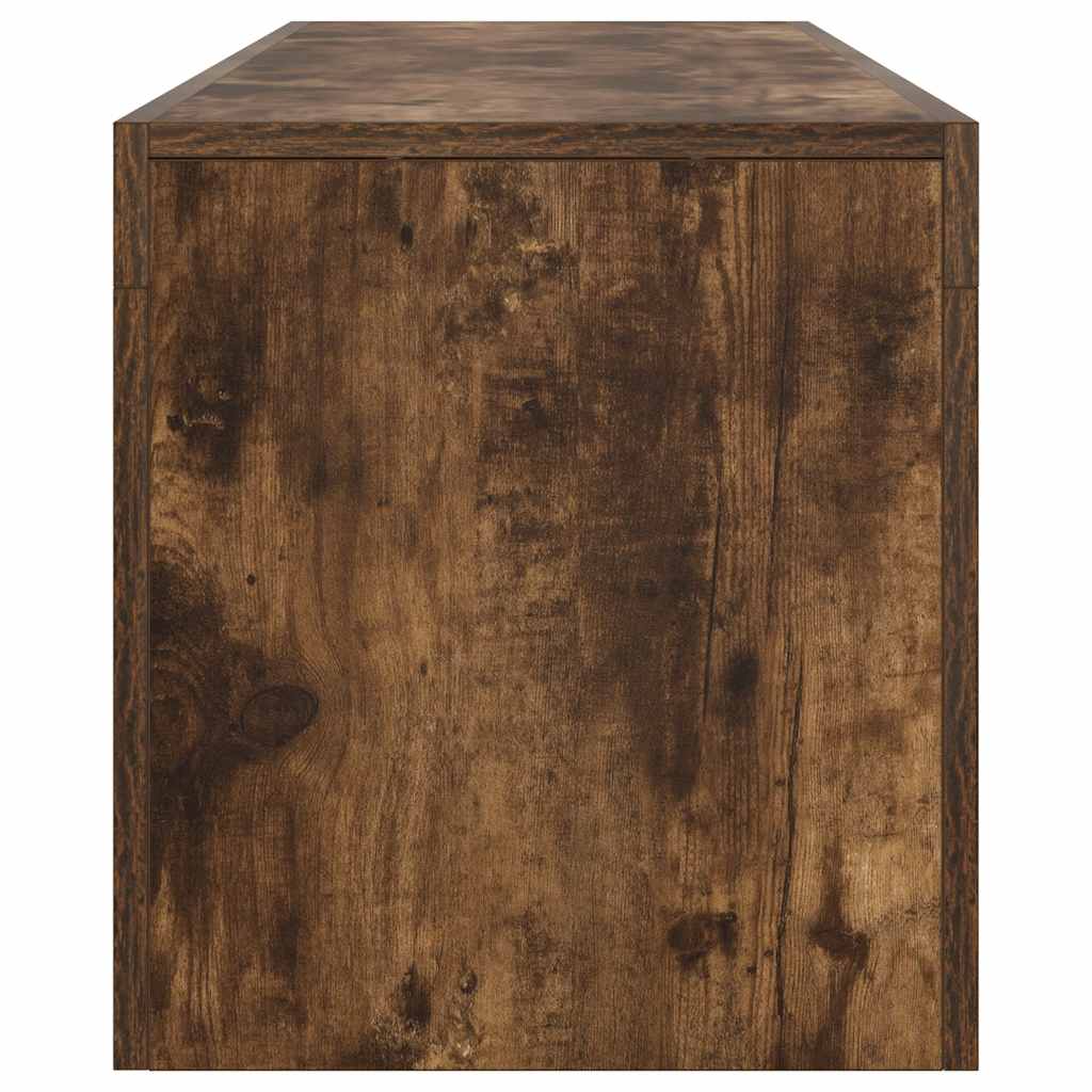 Tv-bänk med LED-belysning rökfägrad ek 140x36,5x40 cm