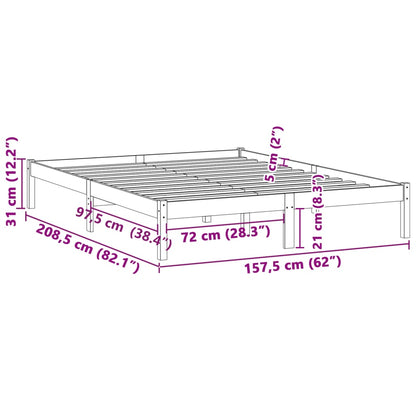 Sängram utan madrass 152x203 cm massiv furu Queen