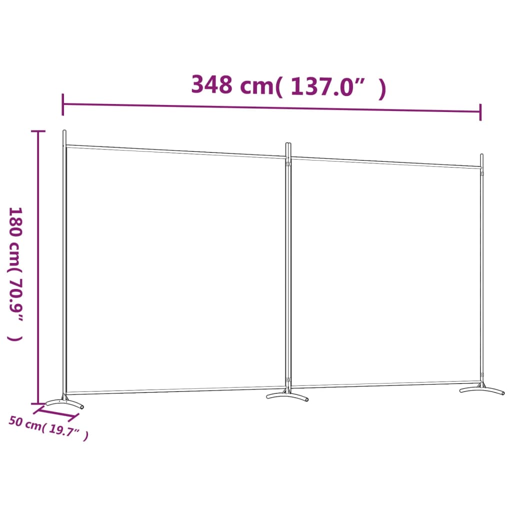 Rumsavdelare 2 paneler 348x180 cm svart tyg