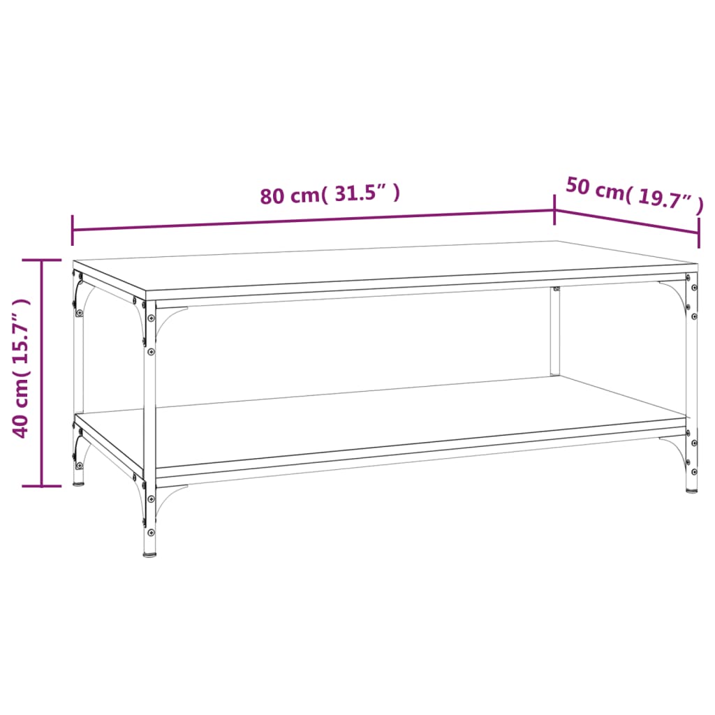 Soffbord sonoma-ek 80x50x40 cm konstruerat trä